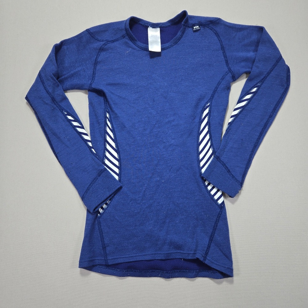 Helly Hansen Women's Long Sleeve Top Baselayer Athletic Striped Blue Size Medium